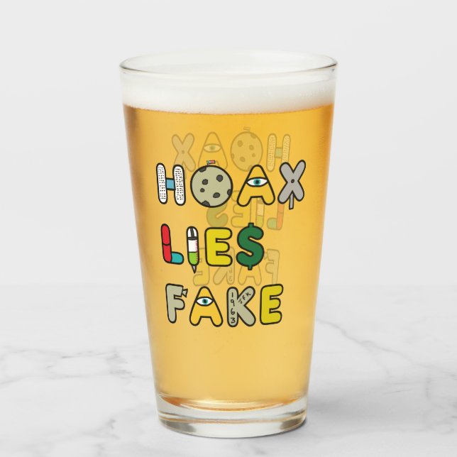 Copo De Pint Hoax Mentira Falso (Frente (Preenchido))