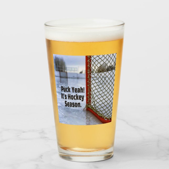Copo De Pint Hockey Season Ice Frio Engraçado Humor Puck (Frente (Preenchido))
