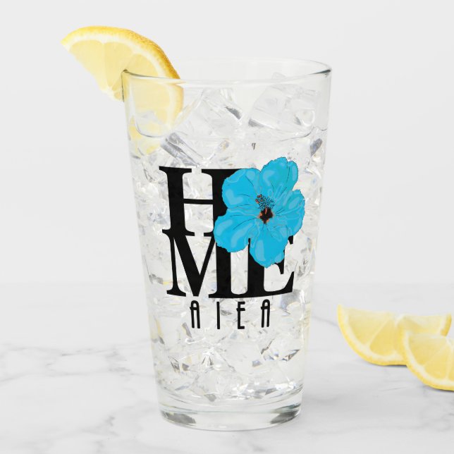 Copo De Pint HOME Aiea Hawaii Blue Hibiscus (Gelo frontal)