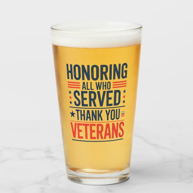 Copo De Pint Homenageando Todos os Que Serviram Obrigado Dia do (Frente (Preenchido))
