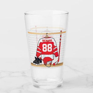 Copo De Pint Hóquei em gelo vermelho e branco personalizado