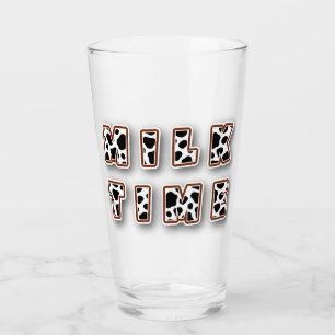 Copo De Pint 🥛 Hora de Leite Brilhante 🐄 Padrão de Vaca Fofa 