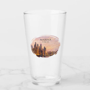 Copo De Pint Horizonte de Dubai Marina Aquarela Luzes da Cidade