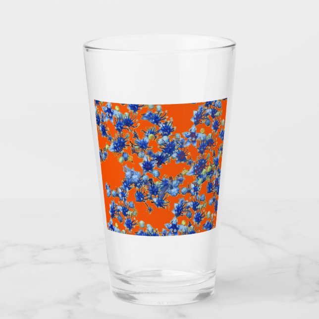 Copo De Pint Hydrangea Orange e Blue (Frente)
