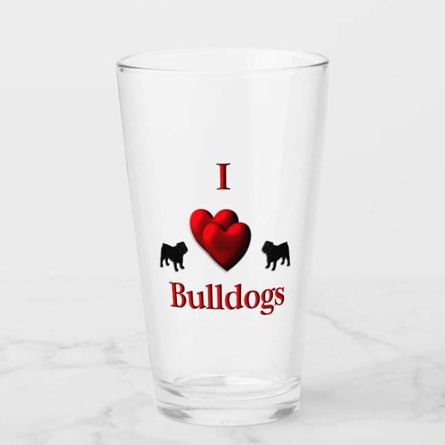 Copo De Pint I Heart Bulldog (Frente)