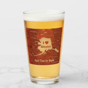 Copo De Pint I Heart (Love) Alaska No Latido Interior De Birch