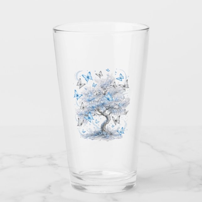 Copo De Pint Ice Blue Butterfly Tree Glass Juice Cup (Frente)