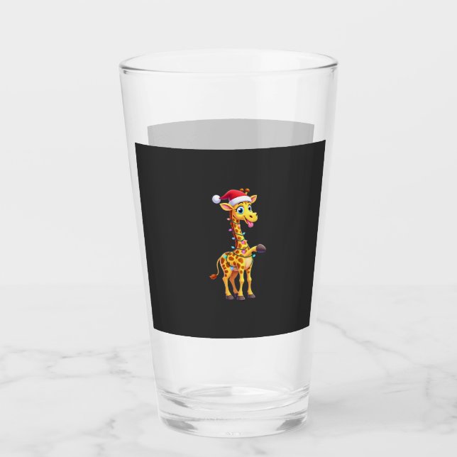 Copo De Pint Iluminação de Natal Girafa Piada Papai Noel Girafa (Frente)