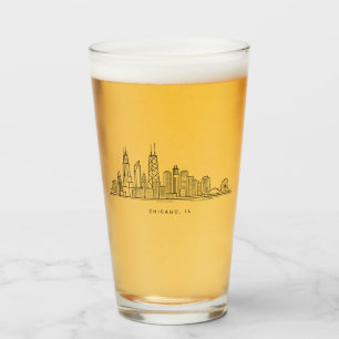 Copo De Pint Ilustração da Paisagem Urbana de Chicago IL