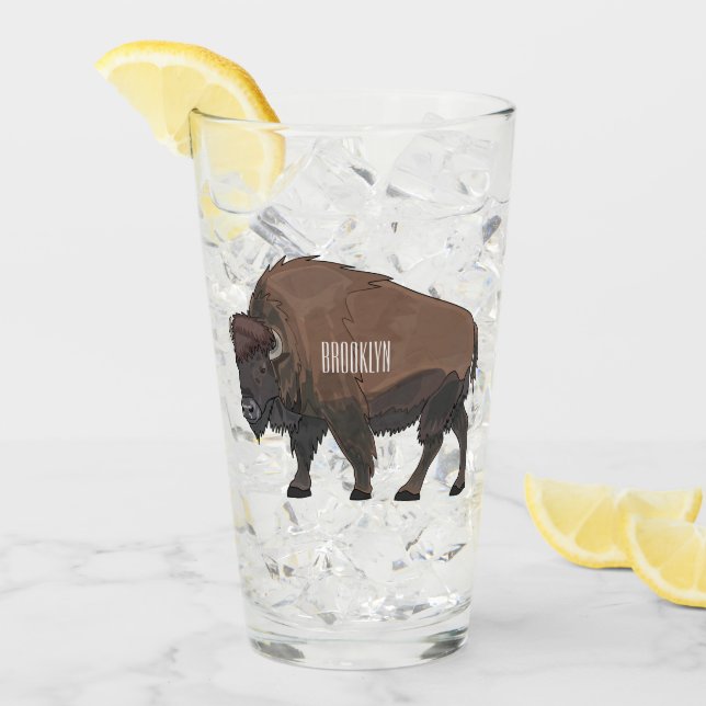 Copo De Pint Ilustração de desenho animado Bison (Gelo frontal)