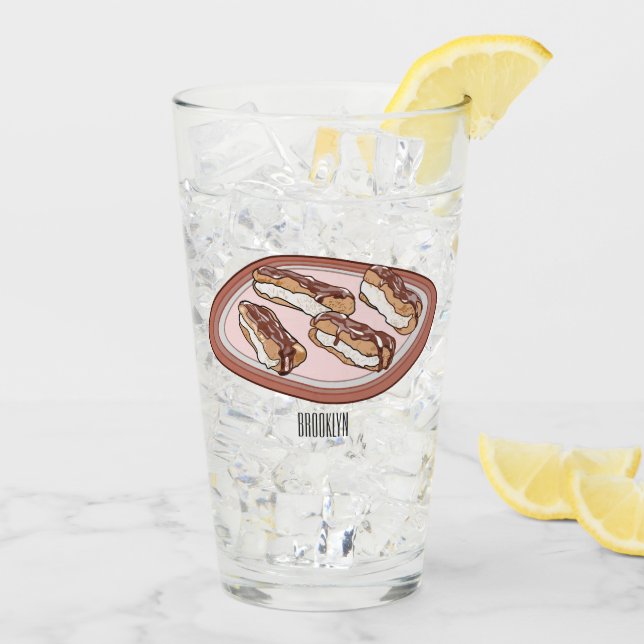 Copo De Pint Ilustração de desenho animado de eclair de chocola (Gelo traseiro)