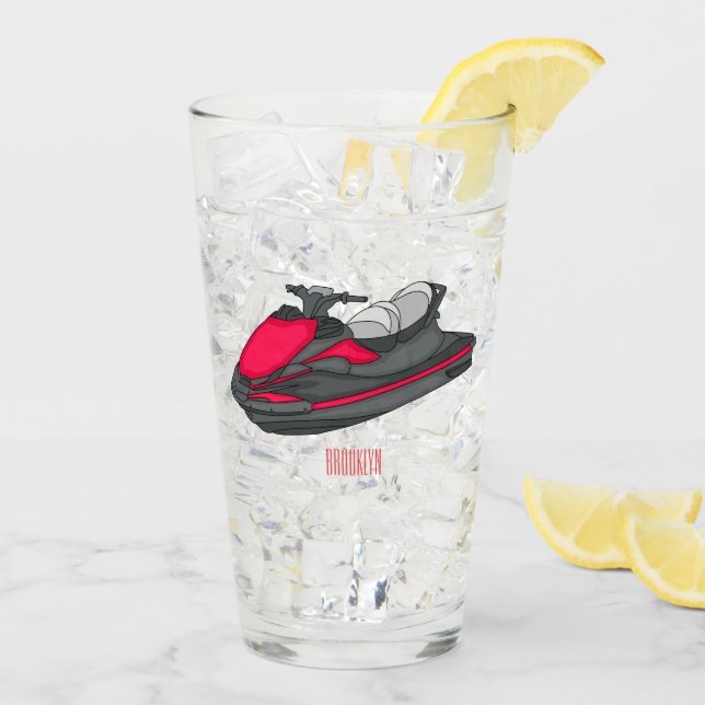 Copo De Pint Ilustração de desenho animado de esqui jet (Gelo traseiro)