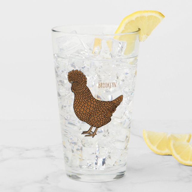 Copo De Pint Ilustração de desenho animado de frango polado Cha (Gelo traseiro)