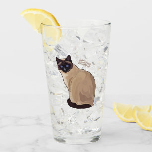 Copo De Pint Ilustração de desenho animado de gato siamês