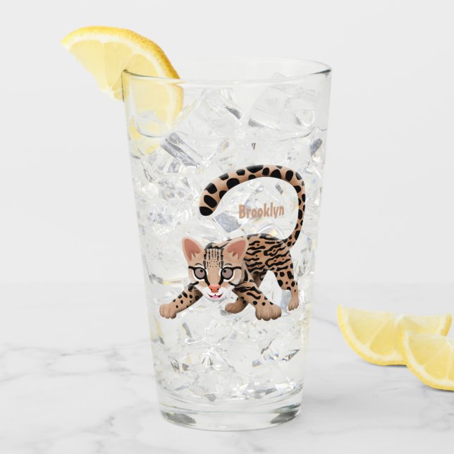 Copo De Pint Ilustração de desenho animado de ocelote fofo (Gelo frontal)