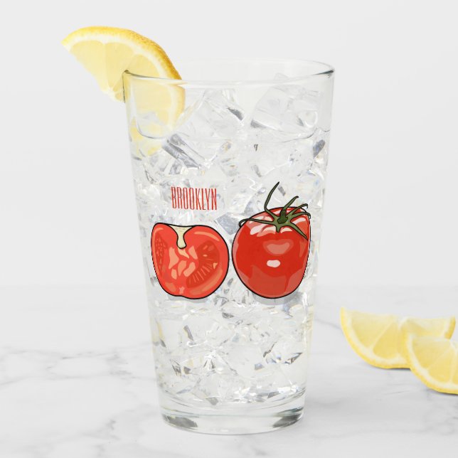 Copo De Pint Ilustração de desenho animado de tomate (Gelo frontal)