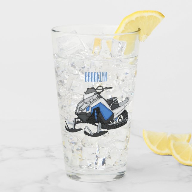 Copo De Pint Ilustração de desenho animado Snowmobile (Gelo traseiro)