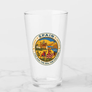 Copo De Pint Ilustração de Espanha Emblema de Viagem Arte