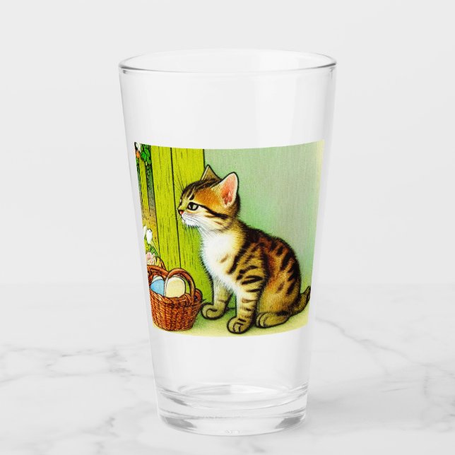 Copo De Pint Ilustração de Gato Tabby Vintage (Frente)