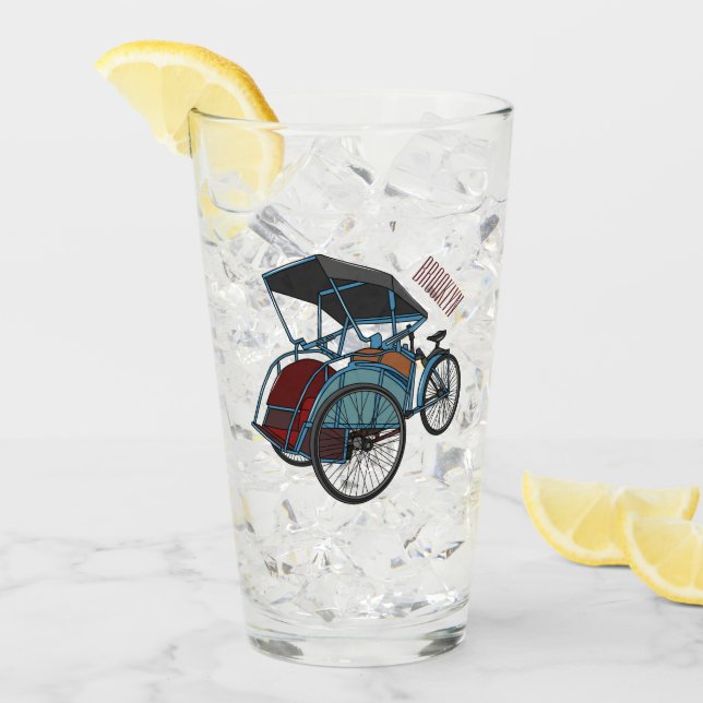 Copo De Pint Ilustração do desenho do rickshaw Ciclo (Gelo frontal)
