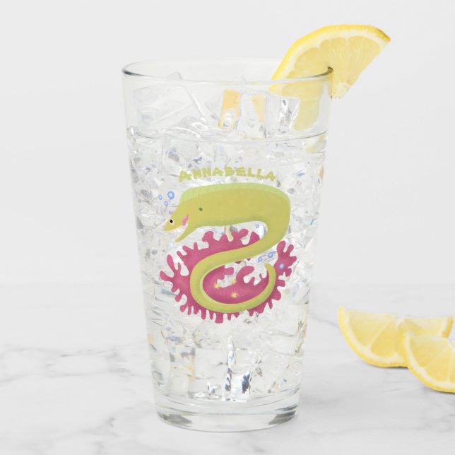 Copo De Pint Ilustração engraçada de desenho animado de enguia  (Gelo traseiro)