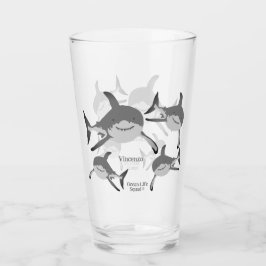 Copo De Pint Ilustração lúdica do Oceano de Tubarões Sorridente