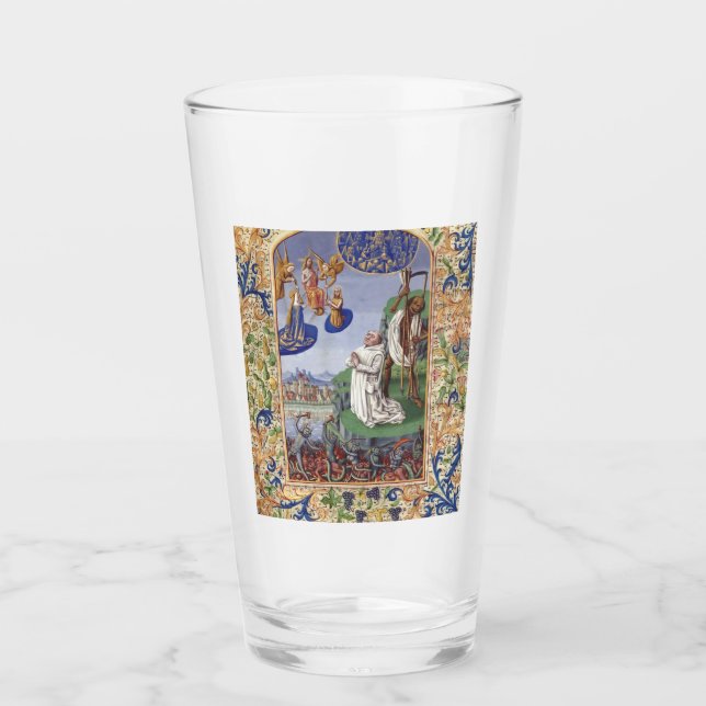 Copo De Pint Ilustração Medieval de São Bernardo de Claraval (Frente)