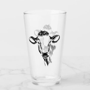 Copo De Pint Ilustração rústica da vaca de leiteria do preto