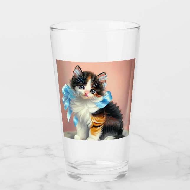 Copo De Pint Ilustração Vintage Calico Kitten (Frente)