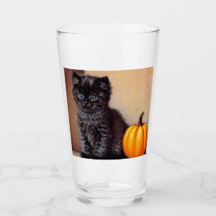 Copo De Pint Ilustração Vintage Halloween Black Kitten