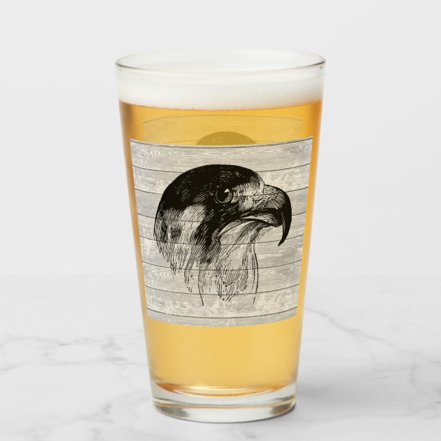 Copo De Pint Ilustração Vintage Peregrine Falcon (Frente (Preenchido))