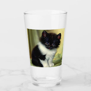 Copo De Pint Ilustração Vintage Tuxedo Kitten