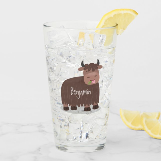 Copo De Pint Imagem animada de relva feliz comendo iaque engraç (Gelo traseiro)