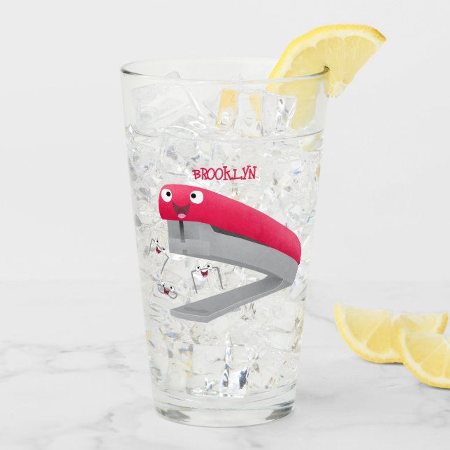 Copo De Pint Imagem do desenho animado vermelho-feliz grampeado (Gelo traseiro)