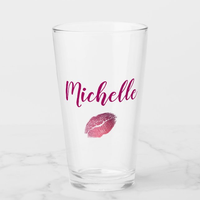 Copo De Pint Impressão de Lip Roxo Personalizado (Frente)