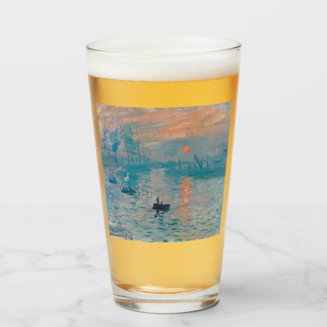 Copo De Pint Impressão Nascer do Sol Claude Monet (Frente (Preenchido))