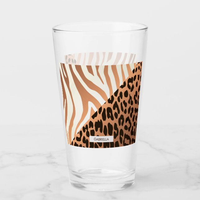 Copo De Pint Impressão Zebra e Leopardo (Frente)