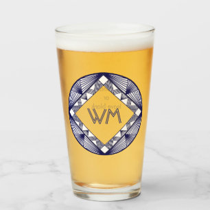 Copo De Pint Iniciais Personalizadas Quadro de Deco Azul do Ele