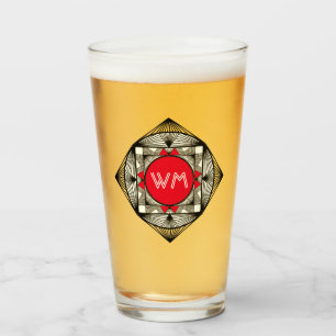 Copo De Pint Iniciais Personalizados Deco de Arte Vermelha Pret
