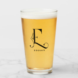 Copo De Pint Inicial E de Monograma Elegante com Nome de Famíli