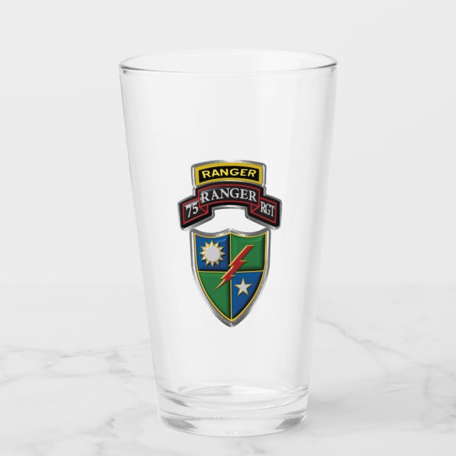Copo De Pint Insígnia e Patch do 75º Regimento de Rangers (Frente)