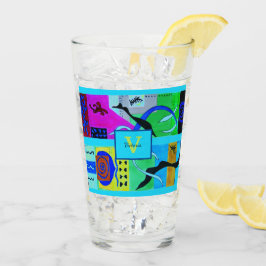 Copo De Pint Inspiração Abstrato de Moda Azul do Matisse