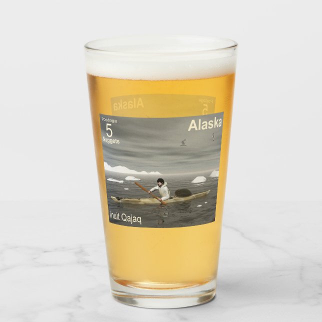 Copo De Pint Inuit Kayak - Postage do Alasca (Frente (Preenchido))