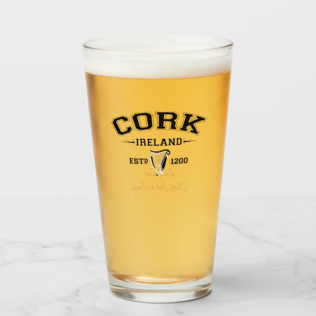 Copo De Pint Irish County Cork Ireland Texto Personalizado (Frente (Preenchido))