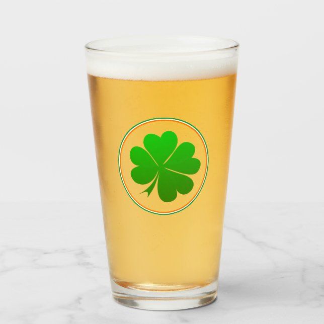 Copo De Pint Irish Flag, Shamrock, partido da Irlanda, Rua Patr (Frente (Preenchido))
