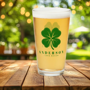 Copo De Pint Irish Lucky Quatro Folha Verde com Nome