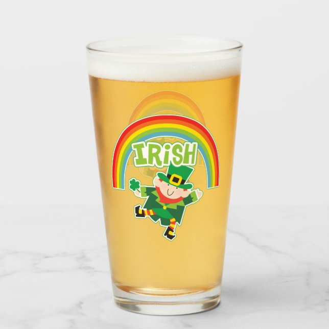 Copo De Pint Irlandês Rainbow Leprechaun (Frente (Preenchido))
