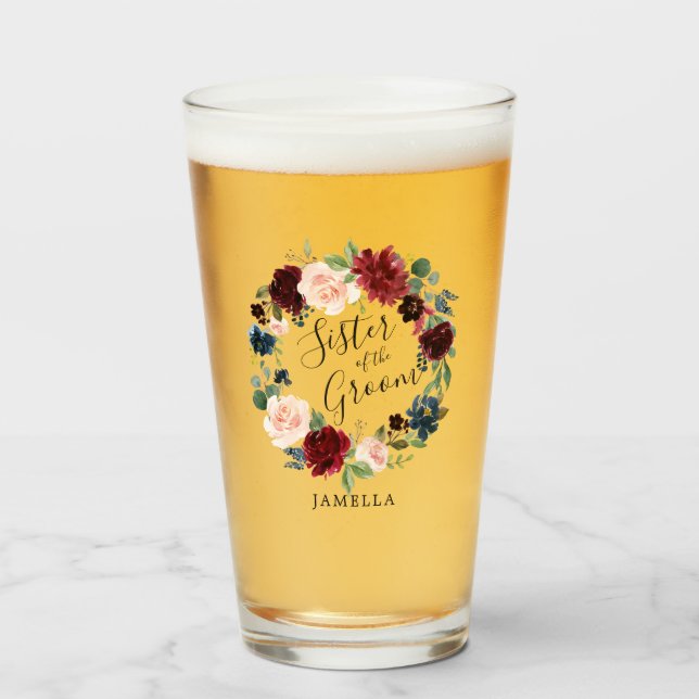 Copo De Pint Irmã do Buquê Burgundy Wreath (Frente (Preenchido))