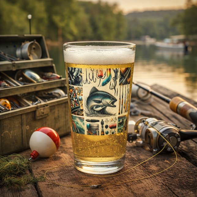 Copo De Pint  Iscas de pesca de robalo Barware  Caneca do pesca (Fisherman pint glass makes a perfect Father’s Day, birthday, or new‑home gift for Dad)