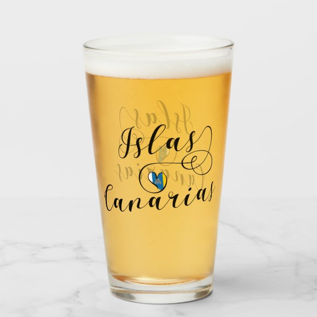 Copo De Pint Islas Canarias, Canary Flag Heart (Frente (Preenchido))